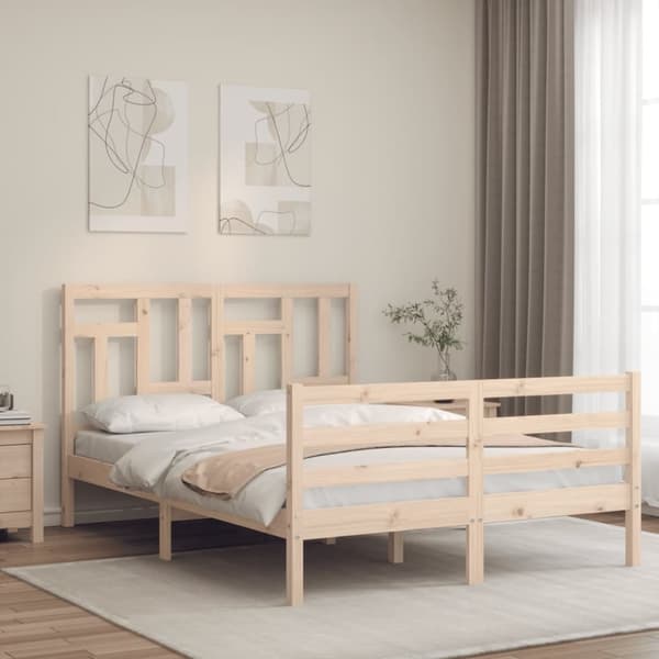 vidaXL Sängynrunko päädyllä 140x190 cm täysi puu