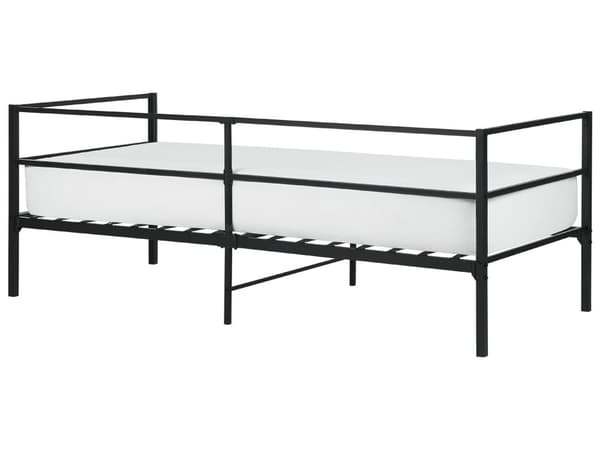 Seng Svart Metall 90 x 200 cm Lamellbunn Industriell og moderne stil Enkeltseng Soverom Sengeramme