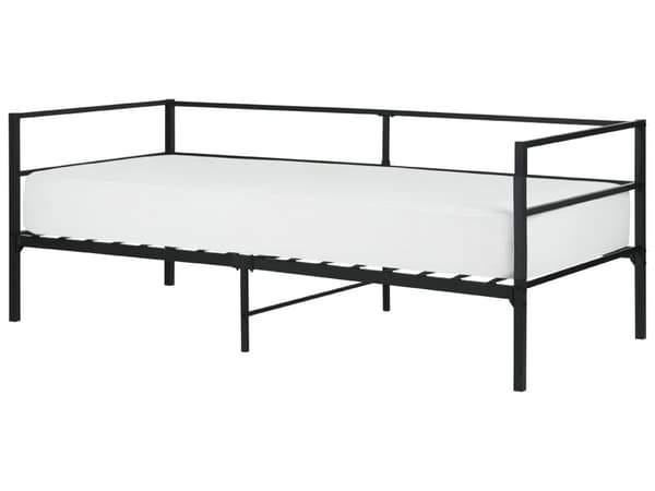 Seng Svart Metall 90 x 200 cm Lamellbunn Industriell og moderne stil Enkeltseng Soverom Sengeramme