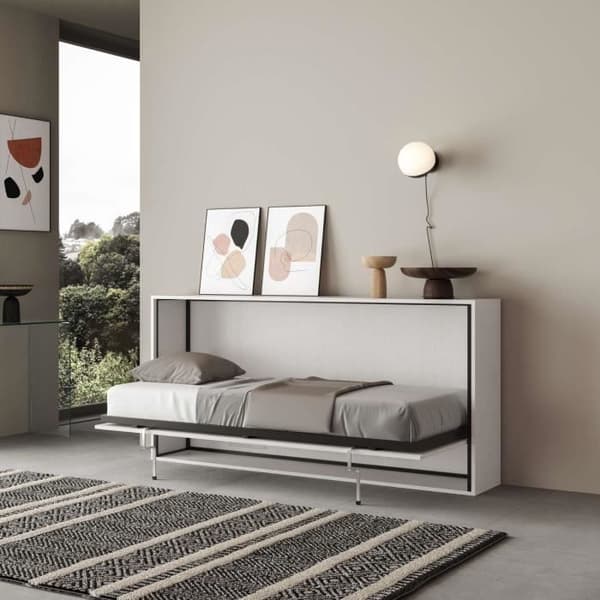 Horisontell utfällbar säng - Itamoby - KANDO - 1 plats - White Ash - Platssparande lösning