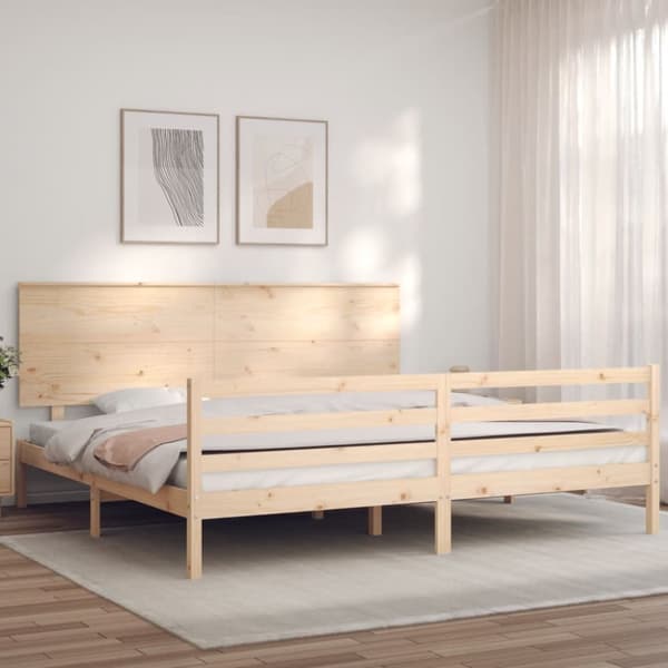 vidaXL Sängynrunko päädyllä Super King Size täysi puu