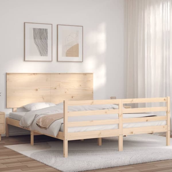 vidaXL sengeramme med sengegavl 160x200 cm massivt træ