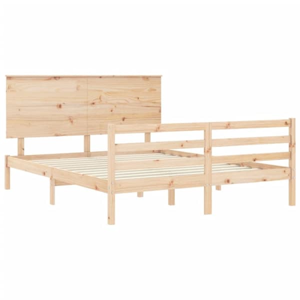 vidaXL sengeramme med sengegavl 160x200 cm massivt træ