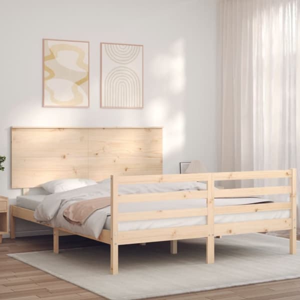 vidaXL sengeramme med sengegavl 160x200 cm massivt træ