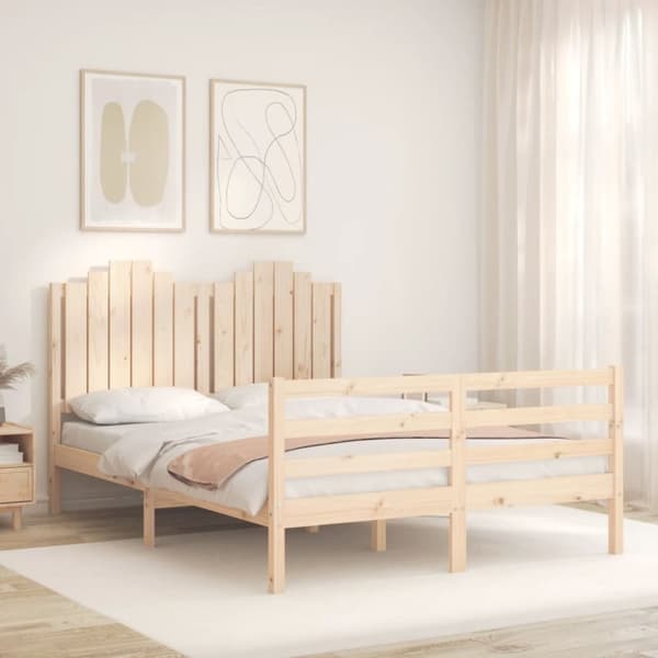 vidaXL Sengeramme med hodegavl 140x200 cm heltre