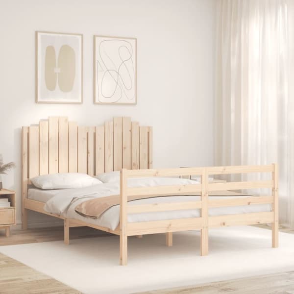 vidaXL Sengeramme med hodegavl 140x190 cm heltre