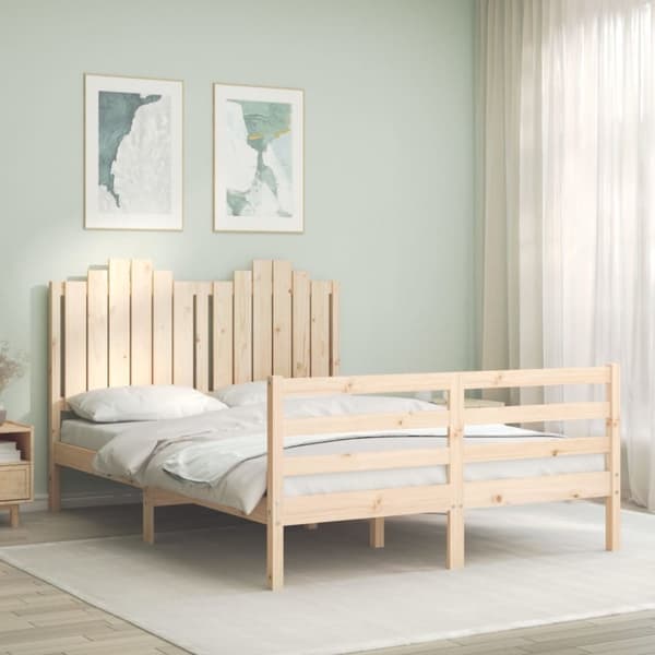 vidaXL Sengeramme med hodegavl 140x190 cm heltre