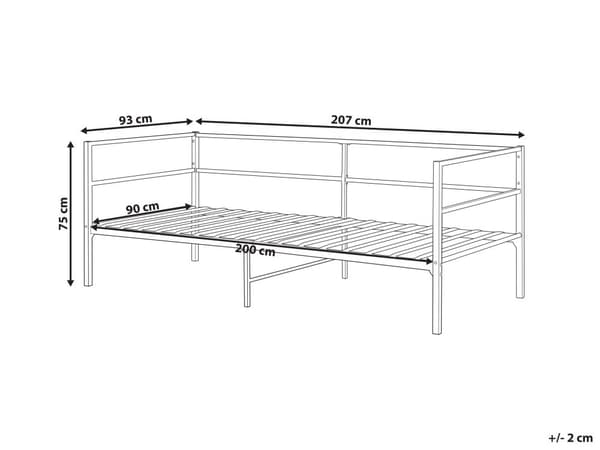 Enkeltseng Sort Metal 90 x 200 cm Børneseng Design Sengeramme Enkeltmands Seng til Pigeværelse Lav Juniorseng