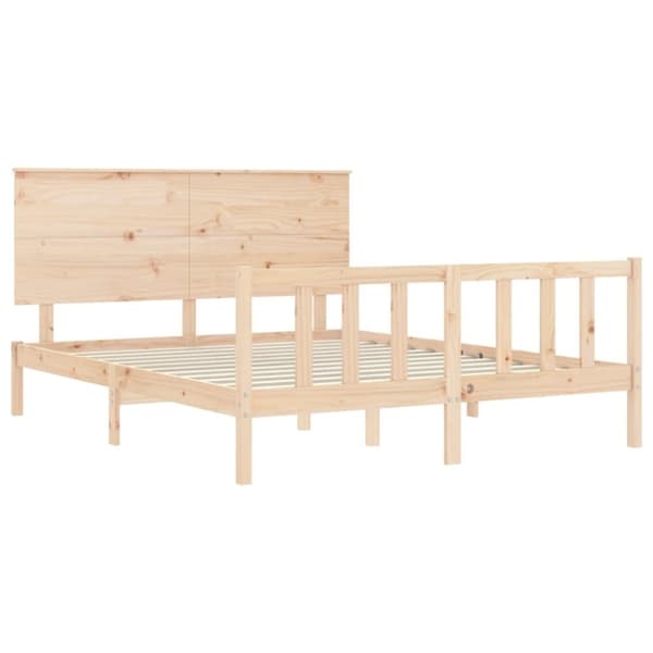 vidaXL sengeramme med sengegavl kingsize massivt træ