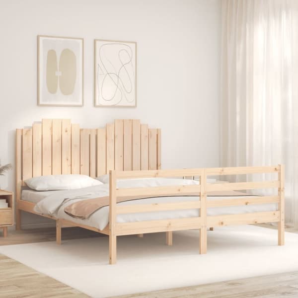 vidaXL sengeramme med sengegavl 160x200 cm massivt træ
