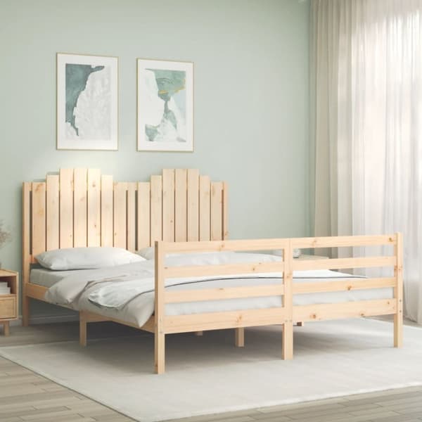 vidaXL sengeramme med sengegavl 160x200 cm massivt træ