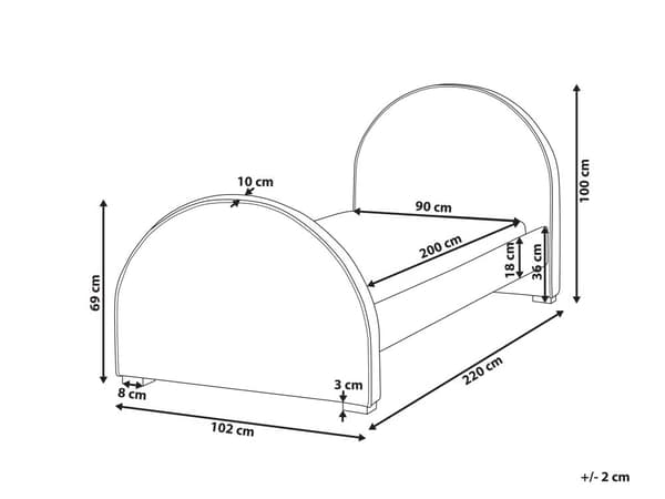 Sänky vaaleansininen 90 x 200 cm samettiverhoilu sälepohja lasten pyöreä pääty moderni