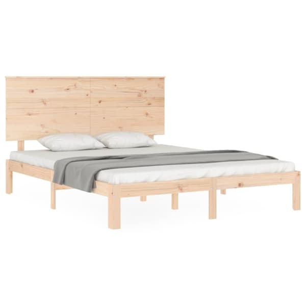 vidaXL Sängynrunko päädyllä King Size täysi puu