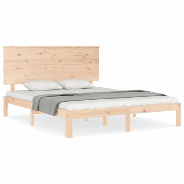 vidaXL Sängynrunko päädyllä King Size täysi puu
