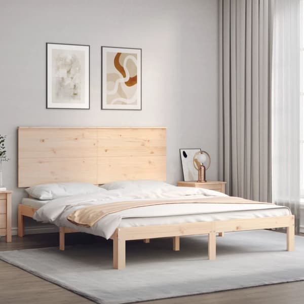 vidaXL Sängynrunko päädyllä King Size täysi puu