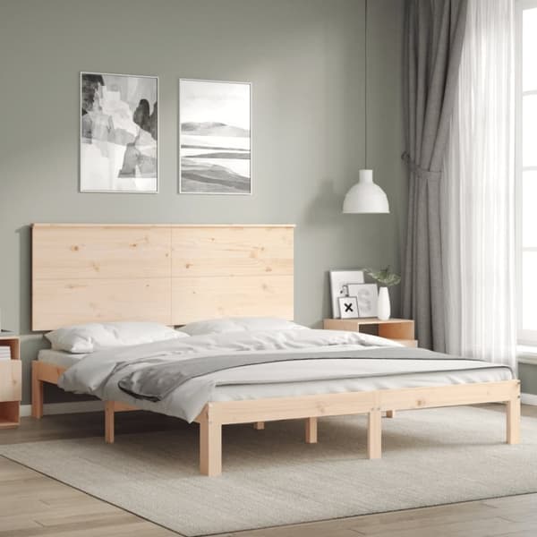 vidaXL Sengeramme med hodegavl King Size heltre