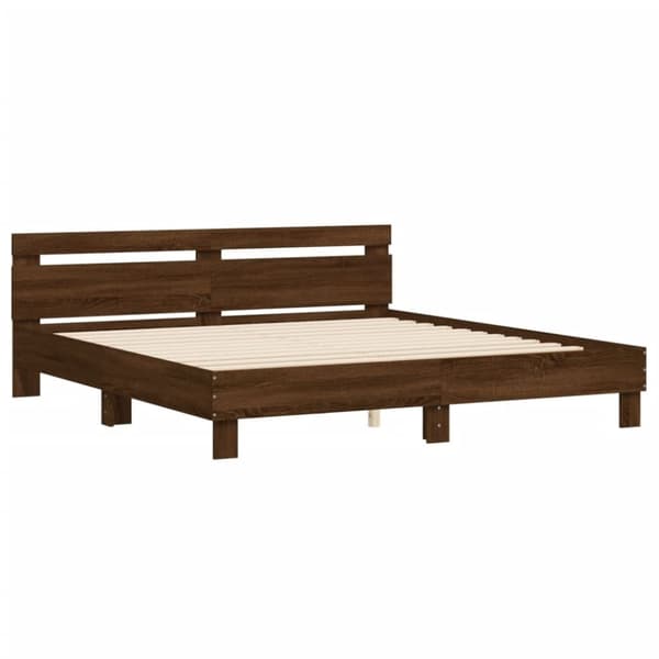 vidaXL Sängynrunko päädyllä ruskea tammi 200x200 cm tekninen puu