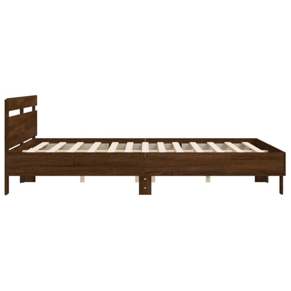 vidaXL Sängynrunko päädyllä ruskea tammi 200x200 cm tekninen puu