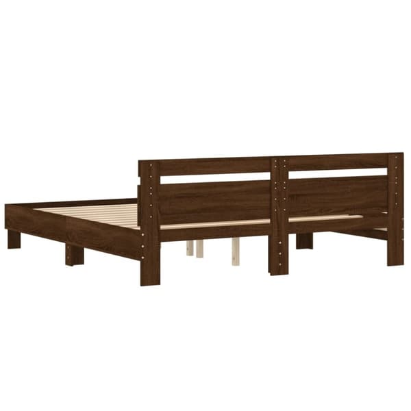 vidaXL Sängynrunko päädyllä ruskea tammi 200x200 cm tekninen puu