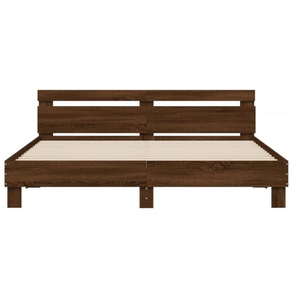 vidaXL Sengeramme med hodegavl brun eik 200x200 cm konstruert tre