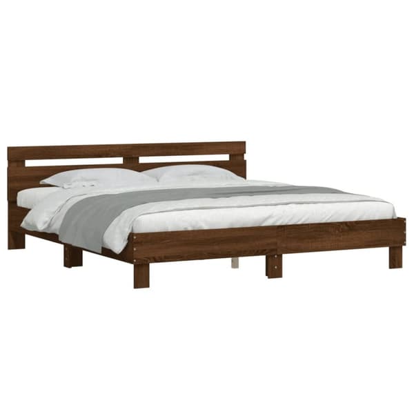 vidaXL Sengeramme med hodegavl brun eik 200x200 cm konstruert tre