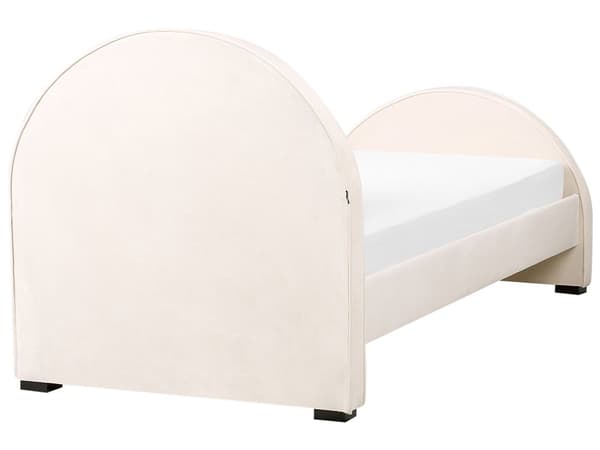 Säng Beige Sammet Stoppad Ram Nackstöd 90 x 200 cm Enkel Storlek Sovrum Barnrum Modern Traditionell