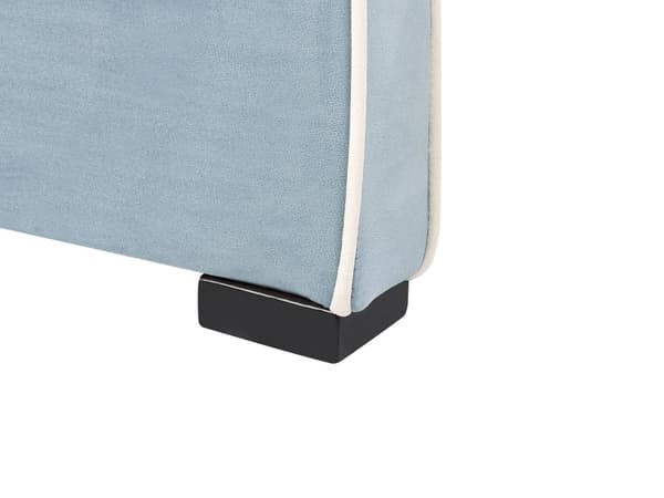 Säng Blå Sammet Stoppad Ram Nackstöd 90 x 200 cm Enkel Storlek Sovrum Barnrum Modern Traditionell
