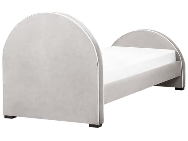 Säng Grå Sammet Stoppad Ram Nackstöd 90 x 200 cm Enkel Storlek Sovrum Barnrum Modern Traditionell