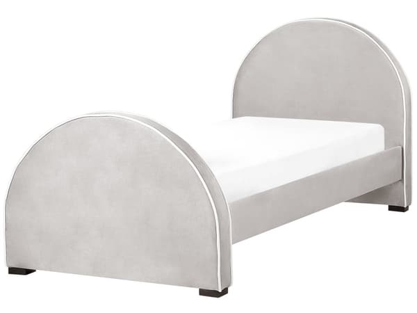 Säng Grå Sammet Stoppad Ram Nackstöd 90 x 200 cm Enkel Storlek Sovrum Barnrum Modern Traditionell
