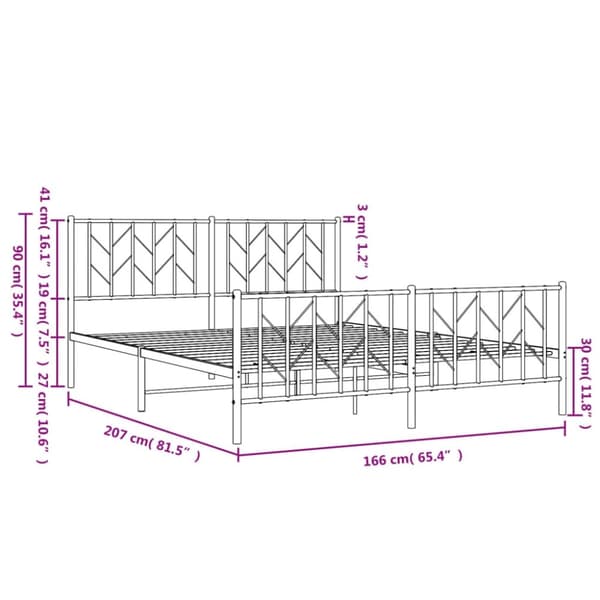 vidaXL sengeramme med sengegavl og fodgærde 160x200 cm metal sort