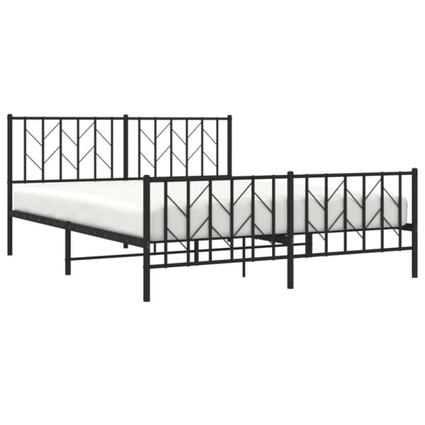vidaXL sengeramme med sengegavl og fodgærde 160x200 cm metal sort