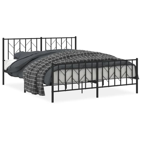 vidaXL sengeramme med sengegavl og fodgærde 160x200 cm metal sort