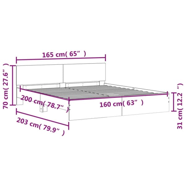 vidaXL Sengeramme med hodegavl brun eik 160x200 cm