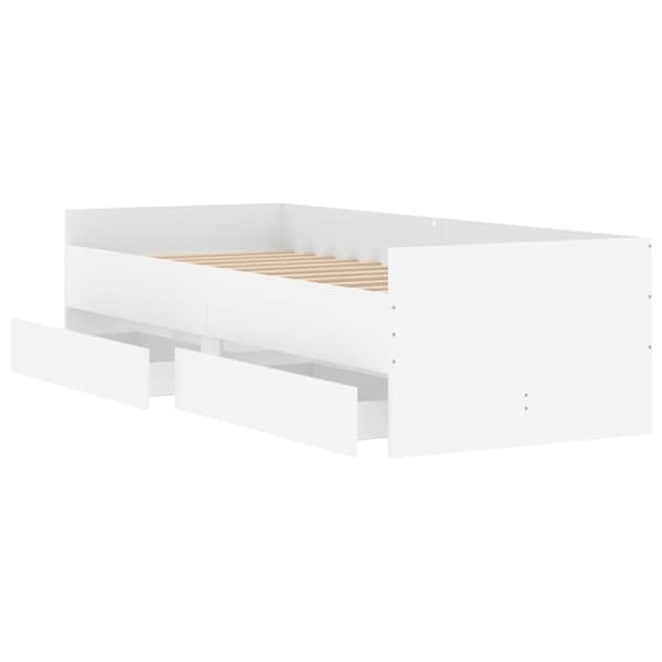 vidaXL Sengeramme med skuffer hvit 90x200 cm
