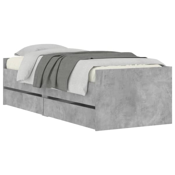 vidaXL sengeramme med skuffer 100x200 cm betongrå