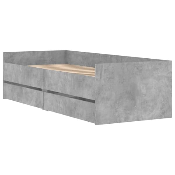 vidaXL Sengeramme med skuffer betonggrå 100x200 cm