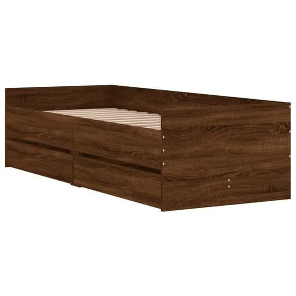 vidaXL sengeramme med skuffer 90x200 cm brun egetræsfarve