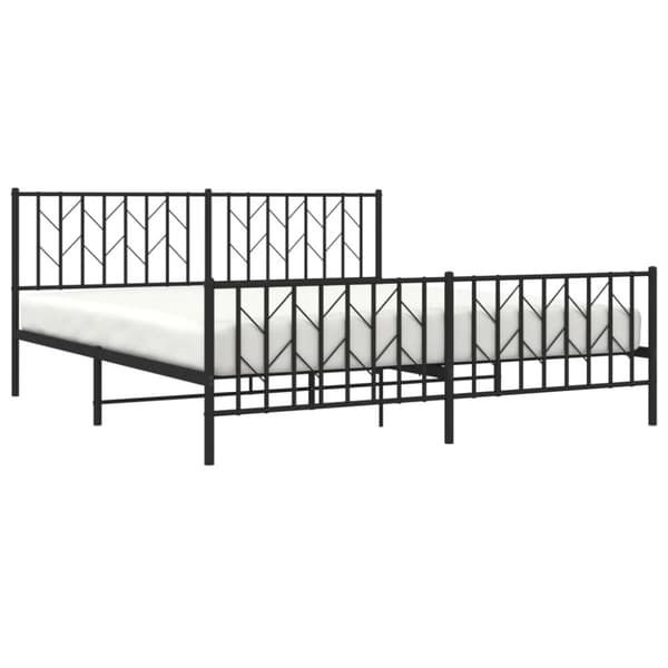 vidaXL sengeramme med sengegavl og fodgærde 180x200 cm metal sort