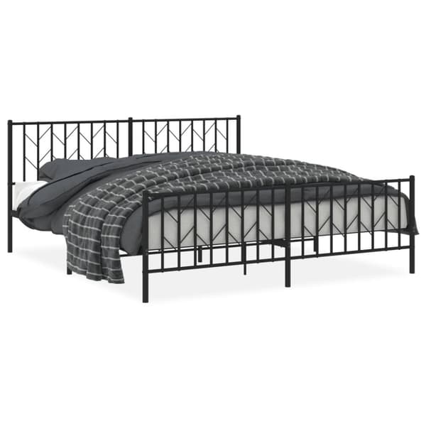 vidaXL sengeramme med sengegavl og fodgærde 180x200 cm metal sort