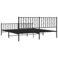 Miniatyrbilde 6 av 10: vidaXL Sengeramme i metall uten madrass med fotgavl svart 180x200 cm