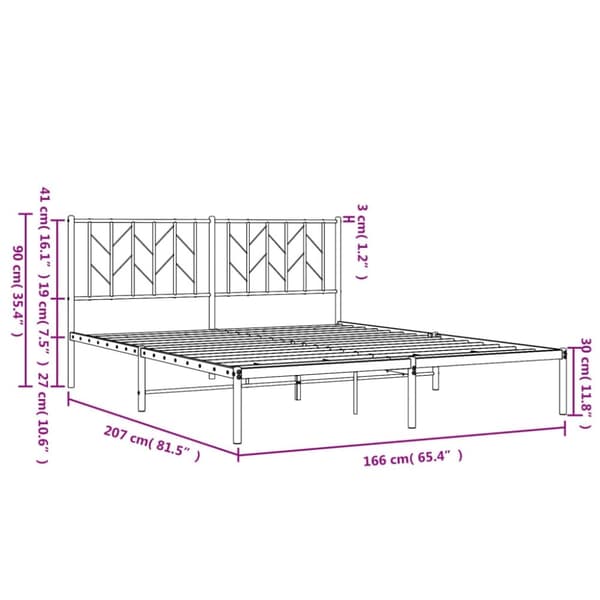 vidaXL sengeramme med sengegavl 160x200 cm metal sort