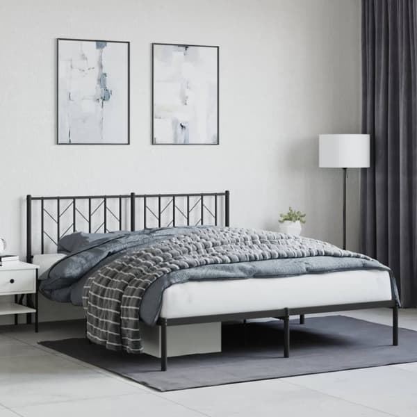 vidaXL sengeramme med sengegavl 160x200 cm metal sort
