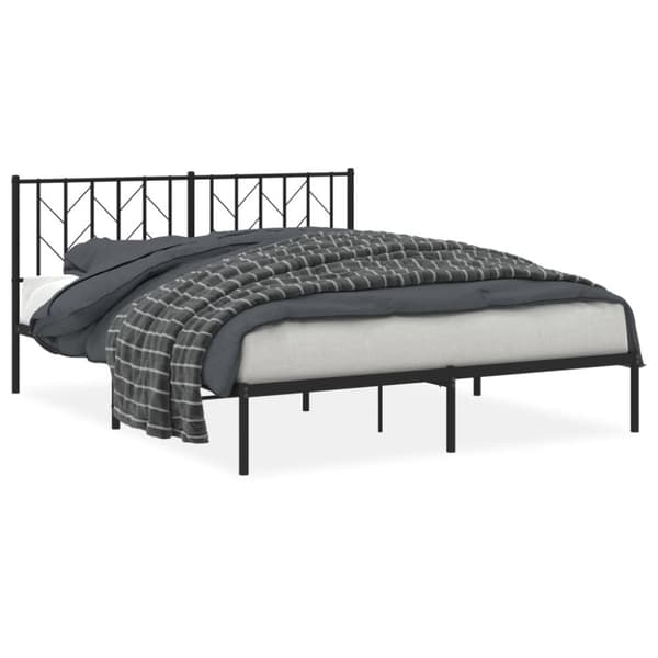 vidaXL sengeramme med sengegavl 160x200 cm metal sort
