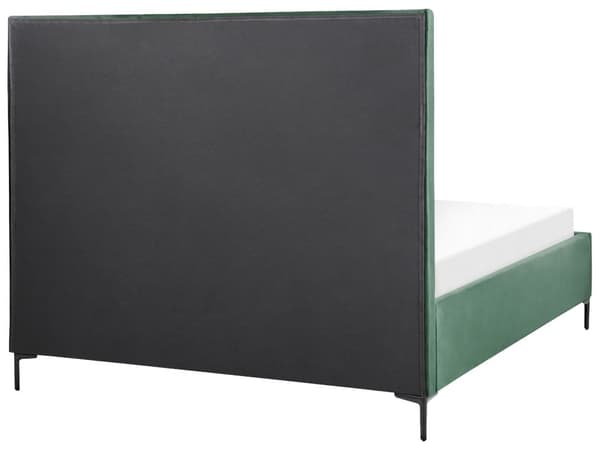 Sengeramme Mørkegrønn Fløyel 160 x 200 cm Svarte metallben Oppbevaringsrom Polstret sengegavl Soverom