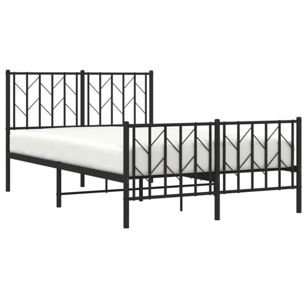 vidaXL sengeramme med sengegavl og fodgærde 120x200 cm metal sort