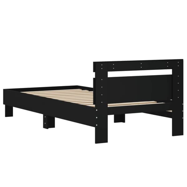 vidaXL sengeramme med sengegavl 90x200 cm konstrueret træ sort