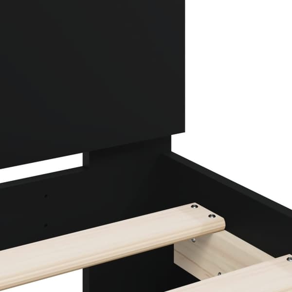 vidaXL sengeramme med sengegavl 90x200 cm konstrueret træ sort