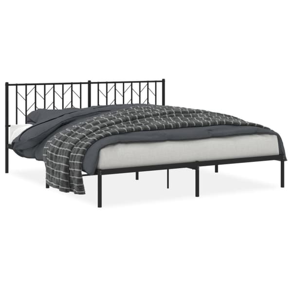 vidaXL Sengeramme i metall med sengegavl svart 180x200 cm
