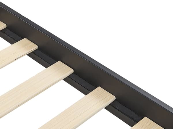 Parisänky musta 160 x 200 cm rauta puinen sälepohja minimalistinen industriaalinen