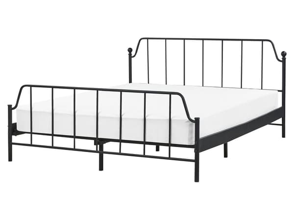 Parisänky musta 160 x 200 cm rauta puinen sälepohja minimalistinen industriaalinen